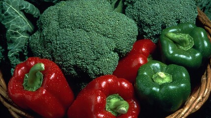 Fresh vegetables in a woven basket, a vibrant display of natural abundance and healthy living