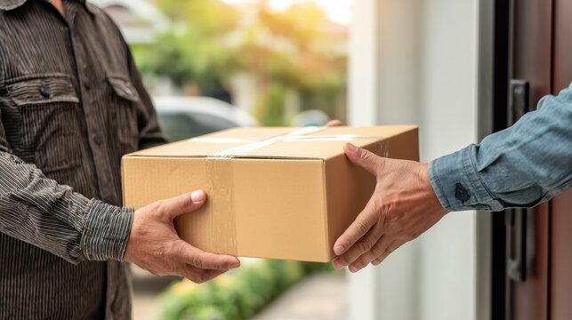 Delivery Service: Handing Over a Parcel at a Residential Address