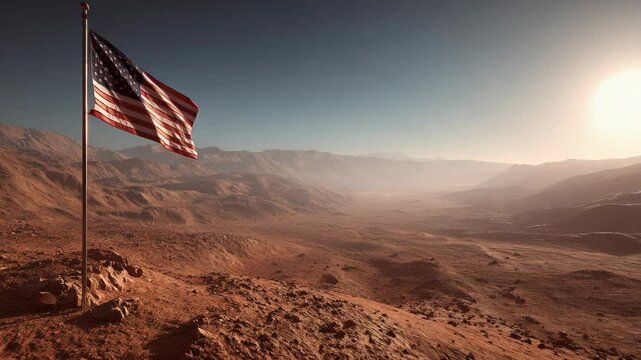American flag flying on Mars