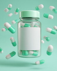 medicine bottle and pills