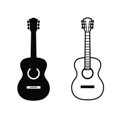 Obraz premium A minimalist illustration of two acoustic guitars side by side