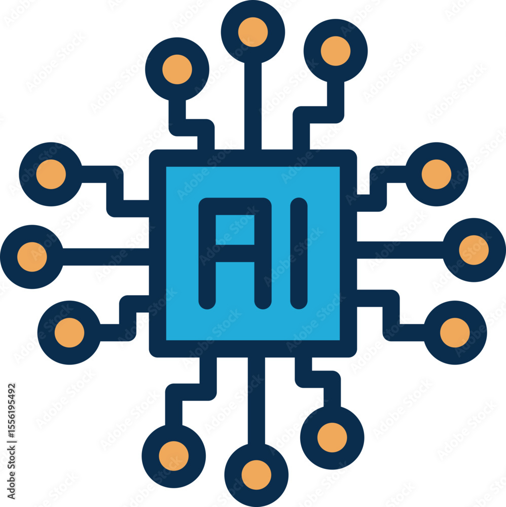 Poster artificial intelligence circuitry ai chip technology icon