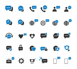 Modern Communication and Customer Support Icon Set