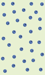 Blueberries seamless pattern. Berries isolated background. Original simple flat illustration. Flat cartoon style.