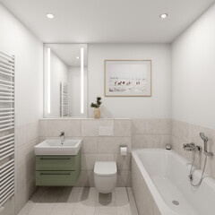 3D Rendering of a modern bathroom interior.