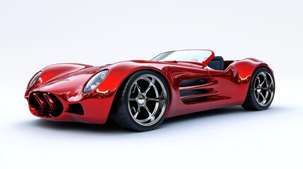 A sleek, red sports car with a sleek, aerodynamic design, parked on a white background.