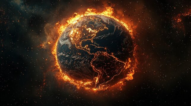Burning Earth in Space - Powered by Adobe