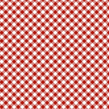 Gingham cross seamless pattern with red and white color, checkerboard background, square, tablecloth, book cover, Vector illustration