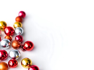 Christmas ornaments on clean white background