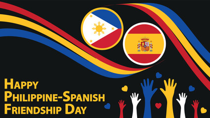 Happy Philippine Spanish Friendship Day national holiday banner design illustration.