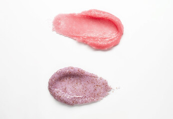  scrub skincare. cosmetic product smear swatch