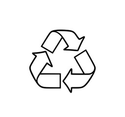 Obraz premium Recycle Arrows: A simple line art illustration of a recycling symbol, showcasing three circular arrows in a triangular formation.