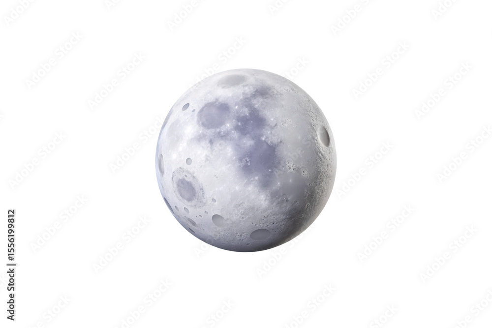 Poster realistic moon sphere showing detailed craters and surface texture in grayscale colors, isolated on 
