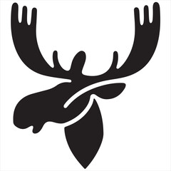 Minimal Moose Logo Design, Silhouette Style Vector Graphic, Clean and Modern Minimalist Moose Icon for Wildlife Branding, Outdoor Adventure, Nature-Based Business, and Rustic Logo Projects
