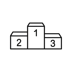 Simple outline icon of a sports podium with first second and third place winners