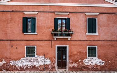 facade of an old house in venice