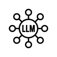 Abstract network diagram with llm in the center and connected nodes