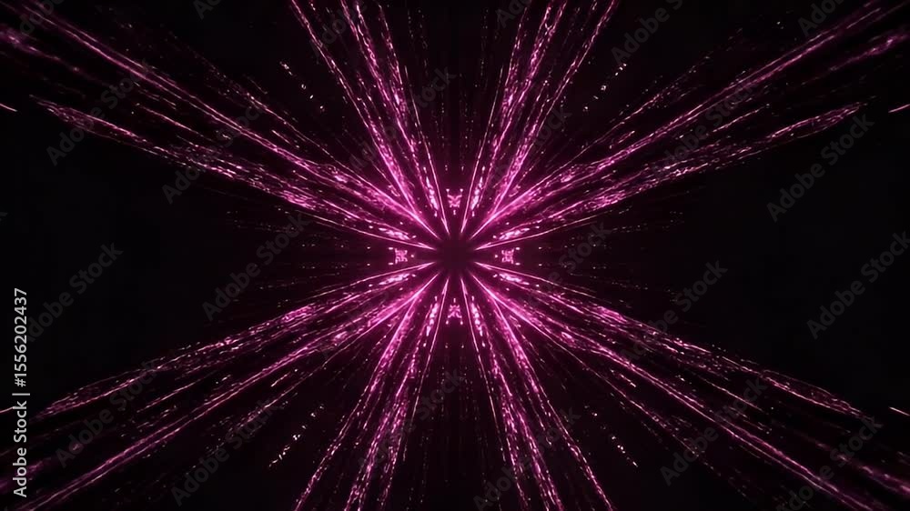 Aufkleber pink particle burst abstract background against a black backdrop with shiny elements