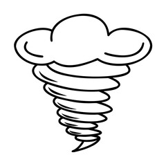 Black and White Tornado Illustration Against White Background