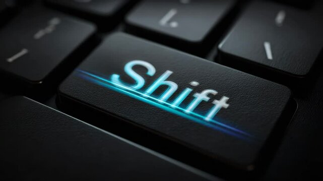 Close-up of a keyboard with focus on the "Shift" key