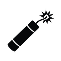 Black silhouette of a stick of dynamite with a lit fuse