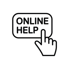 Cursor hand clicking on a button with the words online help