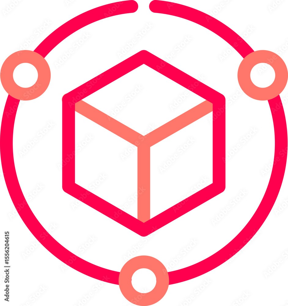 Poster connecting cubes network, system, and data integration icon