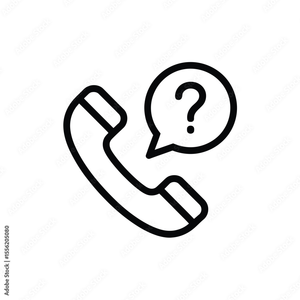 Poster telephone handset with a question mark in a speech bubble icon representing inquiry or support