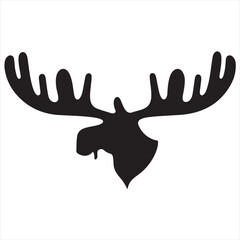 Obraz premium Minimal Moose Logo Design, Silhouette Style Vector Graphic, Clean and Modern Minimalist Moose Icon for Wildlife Branding, Outdoor Adventure, Nature-Based Business, and Rustic Logo Projects 