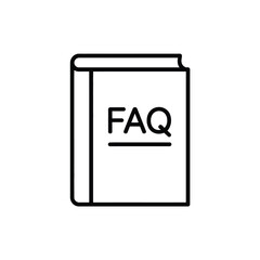 Frequently asked questions book icon representing information and support