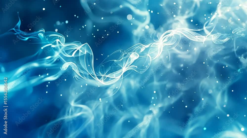 Poster abstract blue digital background with intricate light connections, flowing patterns