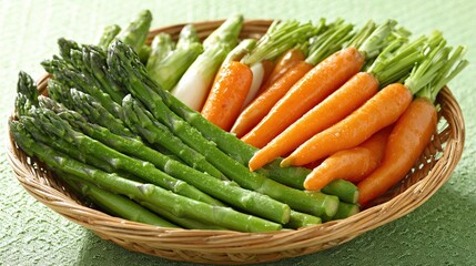 Fresh vegetables in a woven basket, a vibrant display of natural abundance and healthy living