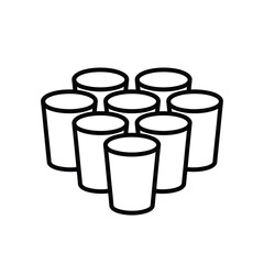 Group of seven outline glasses arranged in a cluster on a white background