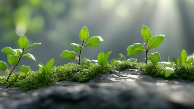 Resilient greenery emerges from stone, capturing nature's indomitable spirit