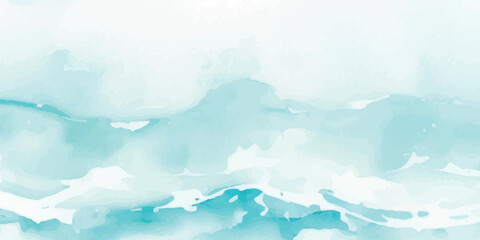 Obraz premium Gentle Blue Watercolor Wave Texture with Subtle Gradient Layers and Airy Brush Strokes for Spa and Wellness Backgrounds
