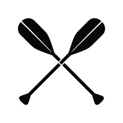 Two black crossed canoe paddles on a white background vector illustration