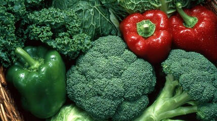 Fresh vegetables in a woven basket, a vibrant display of natural abundance and healthy living