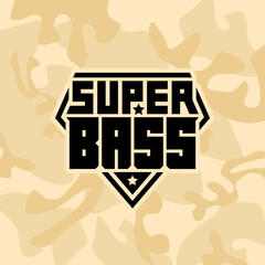 Heroic Music Emblem. Bass Power Icon. Geometric Emblem for DJ, EDM, and Audio Branding. Super Bass Logo on camouflage background.