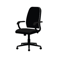 Minimalist Office Chair Illustration, Black and White Vector, Swiveling Chair with Armrests, Professional Business Style, Website-Ready