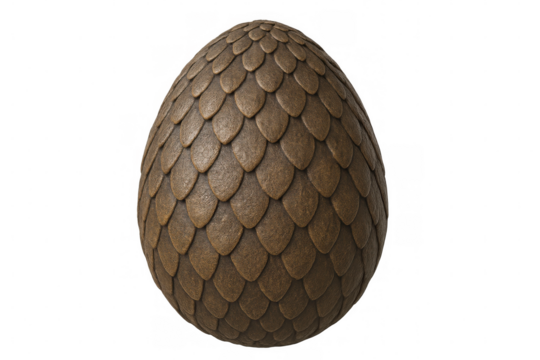 Detailed 3d rendering of massive fantasy dragon egg, displaying iridescent scaled surface with ethereal translucent backdrop, emphasizing mythical essence