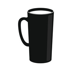Black mug of coffee or tea icon, minimalist flat design, clean modern style, perfect for caf� branding, menus, or digital media