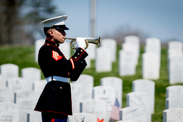 Honoring the Fallen: A Marine's Tribute at National Military Cemetery