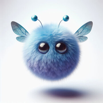 Funny monster Blueberry Fuzzball on an isolated white background
