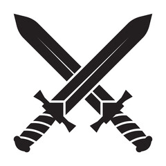 Two Crossed Swords Icon Flat Graphic Design