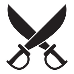 Two Crossed Swords Icon Flat Graphic Design