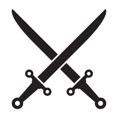 Two Crossed Swords Icon Flat Graphic Design