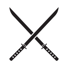 Two Crossed Swords Icon Flat Graphic Design