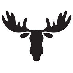 Obraz premium Minimal Moose Logo Design, Silhouette Style Vector Graphic, Clean and Modern Minimalist Moose Icon for Wildlife Branding, Outdoor Adventure, Nature-Based Business, and Rustic Logo Projects 