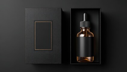 Amber dropper bottle in black box