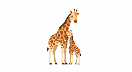 Fototapeta premium Two Giraffes Standing Together Mother And Baby Animal Wildlife Nature